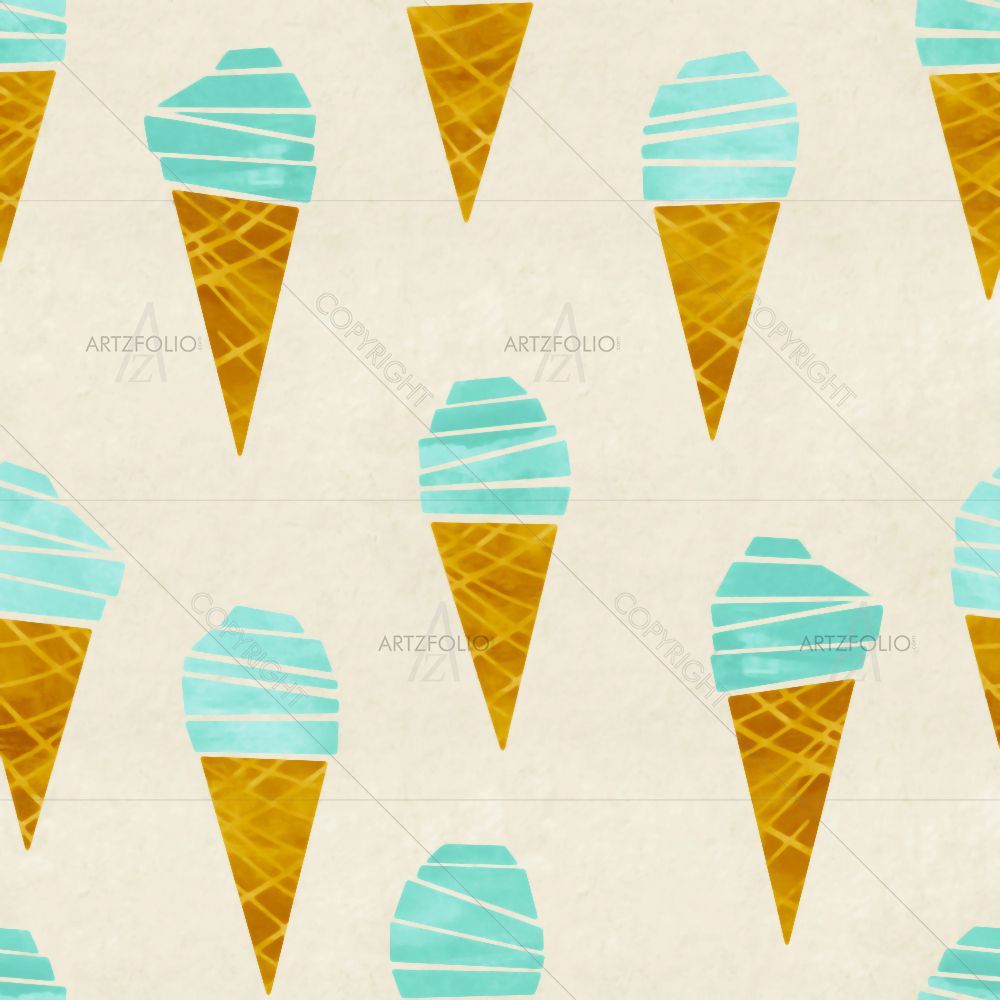 Watercolor Ice Cream Cone — Ancient custom art by ArtzFolio