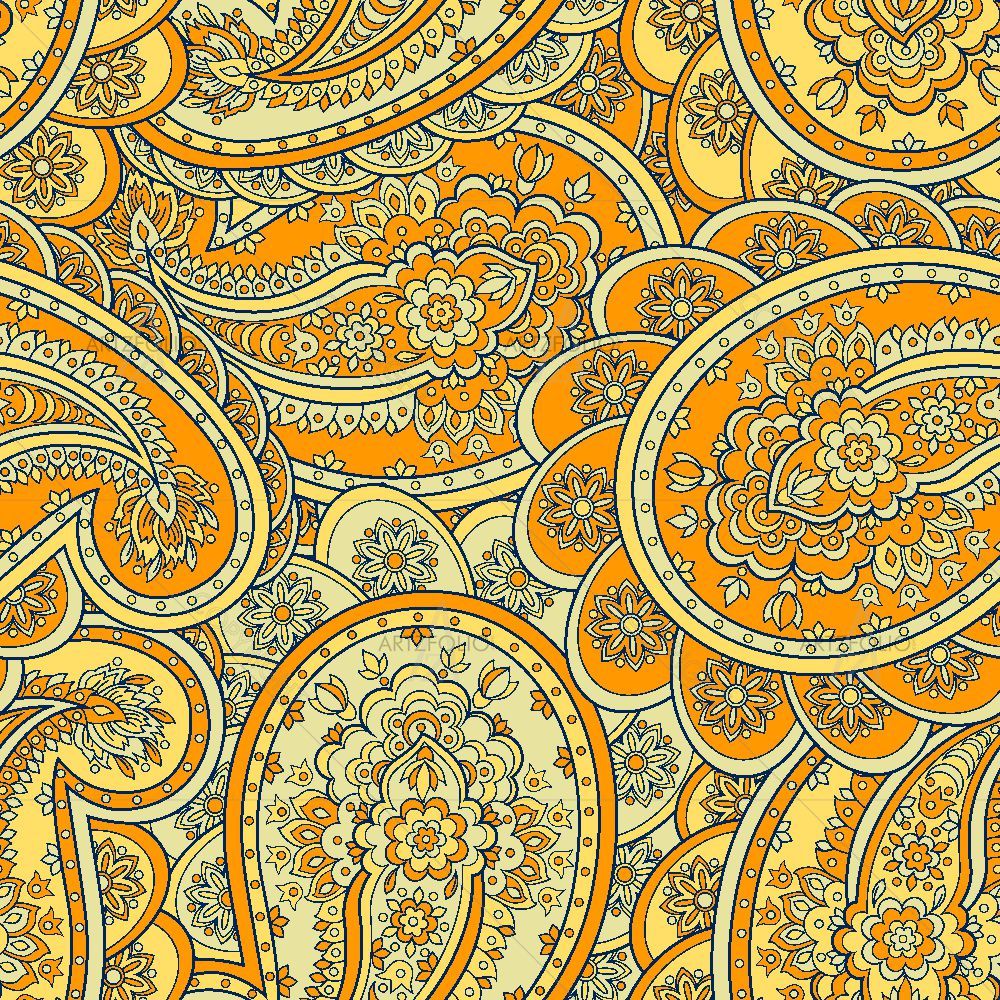 Yellow Vintage Paisley — custom-size art design 5015651