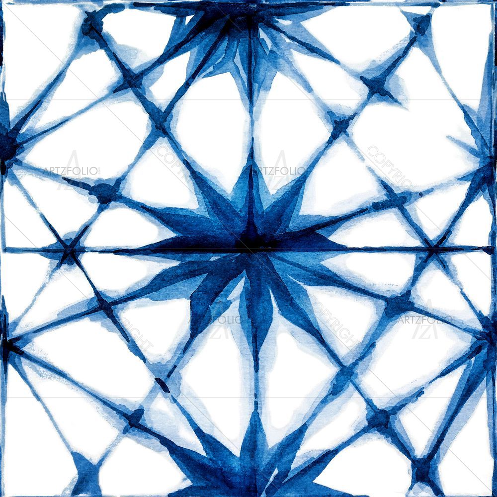 Watercolor Indigo Shibori D2 — custom-size art design 5015675