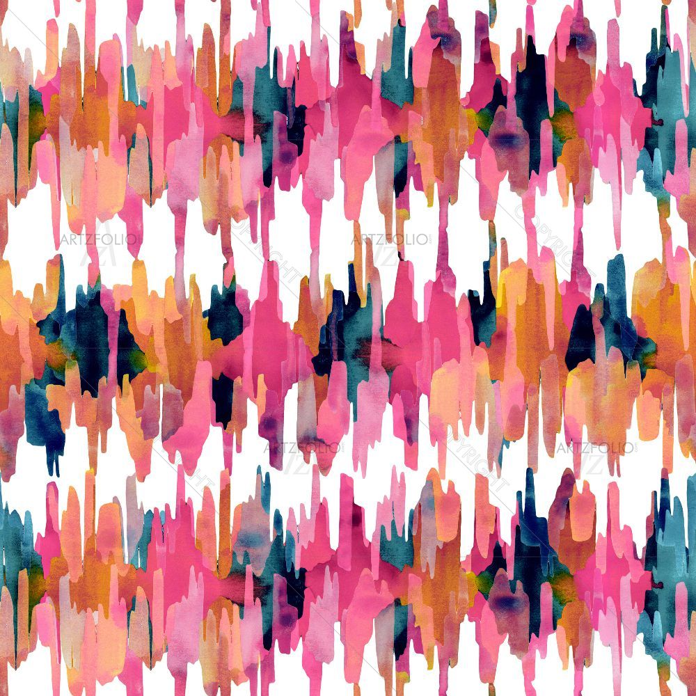 Watercolor Ikat Pattern D1 — Abstract custom art by ArtzFolio