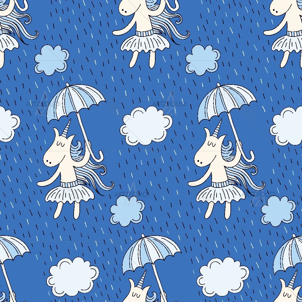 Unicorns with Umbrella — Animals custom art by ArtzFolio