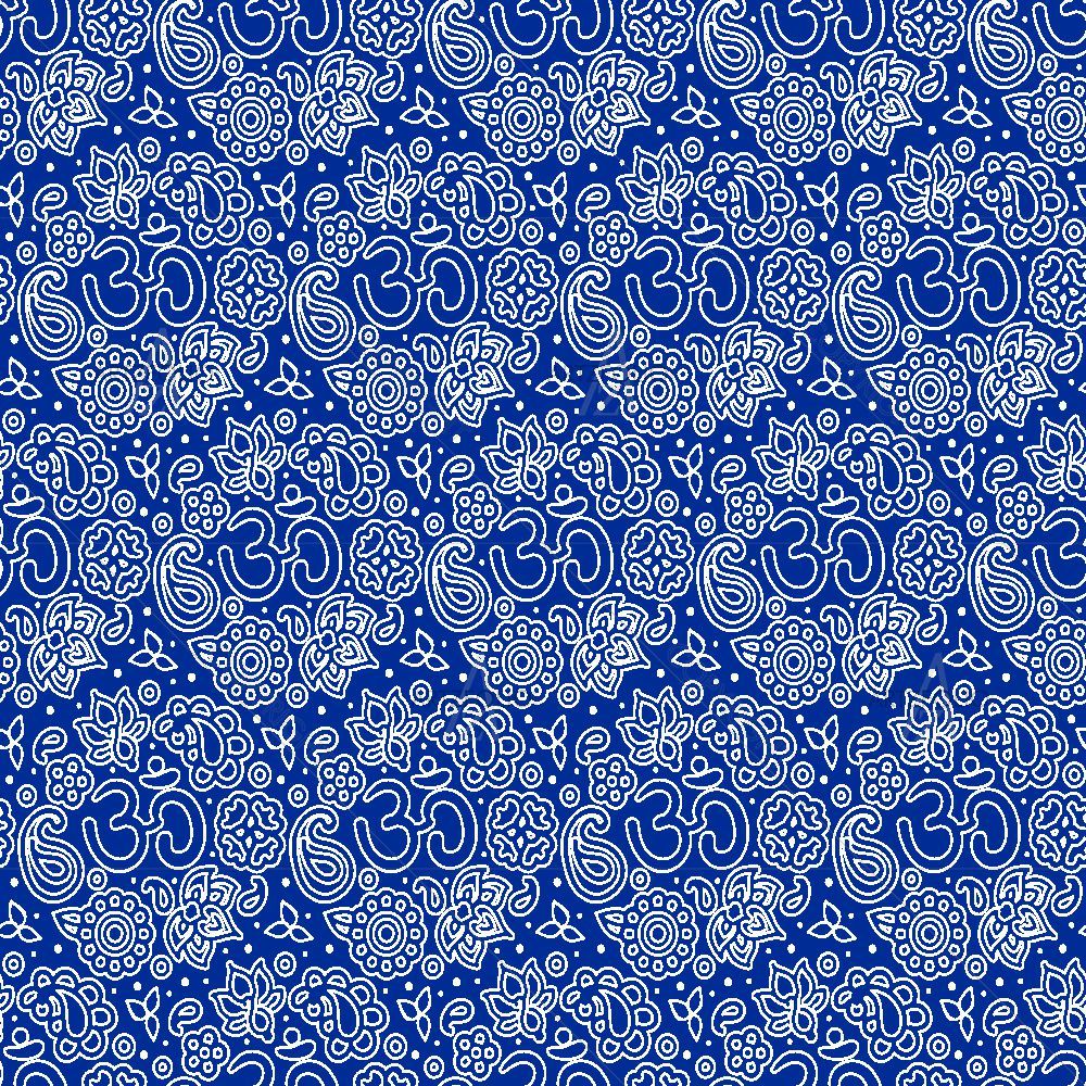 Blue Hindu Om Aum Boho Paisley — custom-size art design 5015700