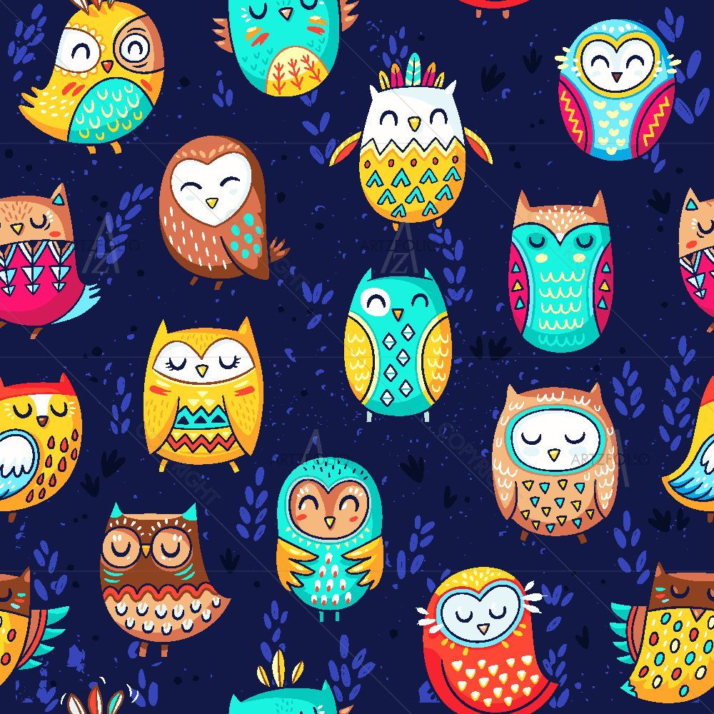 Colorful Indian Owls — custom-size art design 5015703