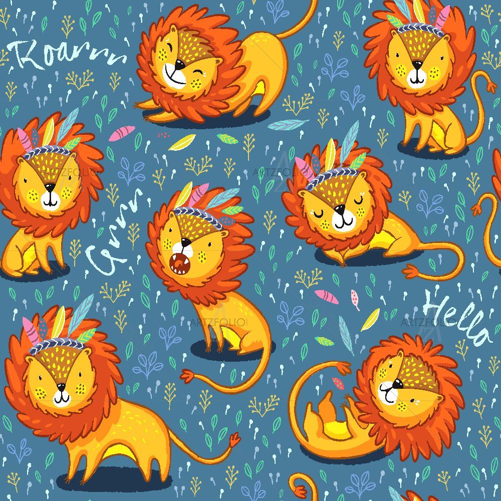 Cartoon Lion Animal — Animated Cartoons custom art by ArtzFolio
