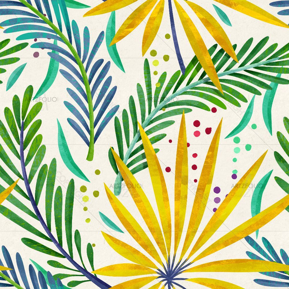 Tropical Leaves D3 — custom-size art design 5015719