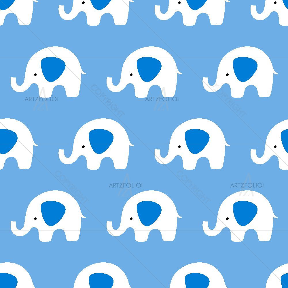 Blue & White Elephants — Animals custom art by ArtzFolio