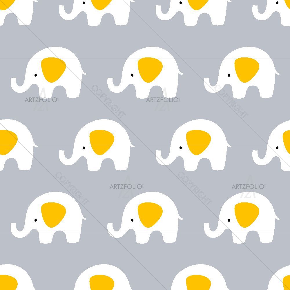 Gray Yellow Elephants — Animals custom art by ArtzFolio