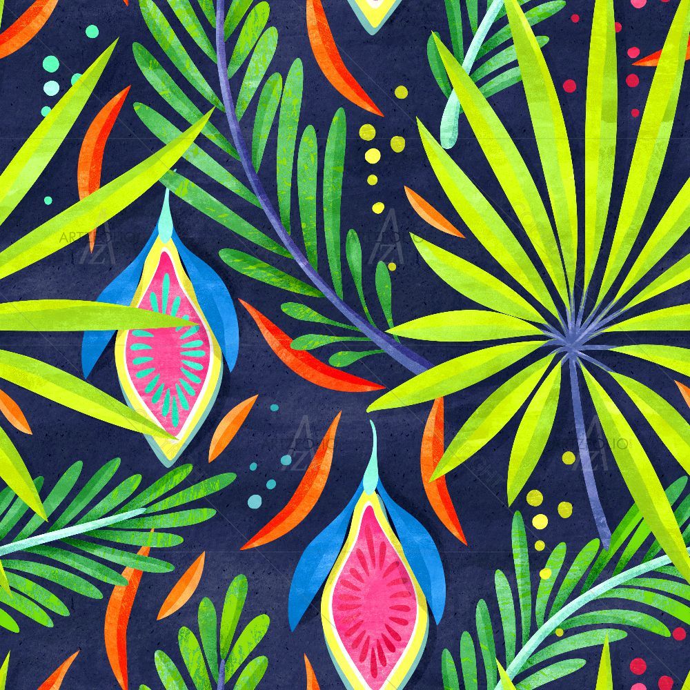 Green Jungle Tropical Leaf D1 — Botanical custom art by ArtzFolio