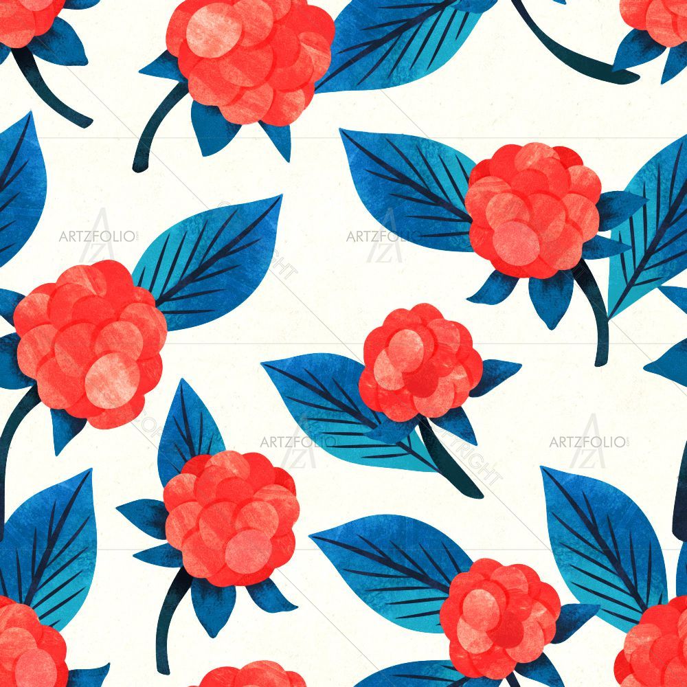 Watercolor Floral Pattern D15 — Botanical custom art by ArtzFolio