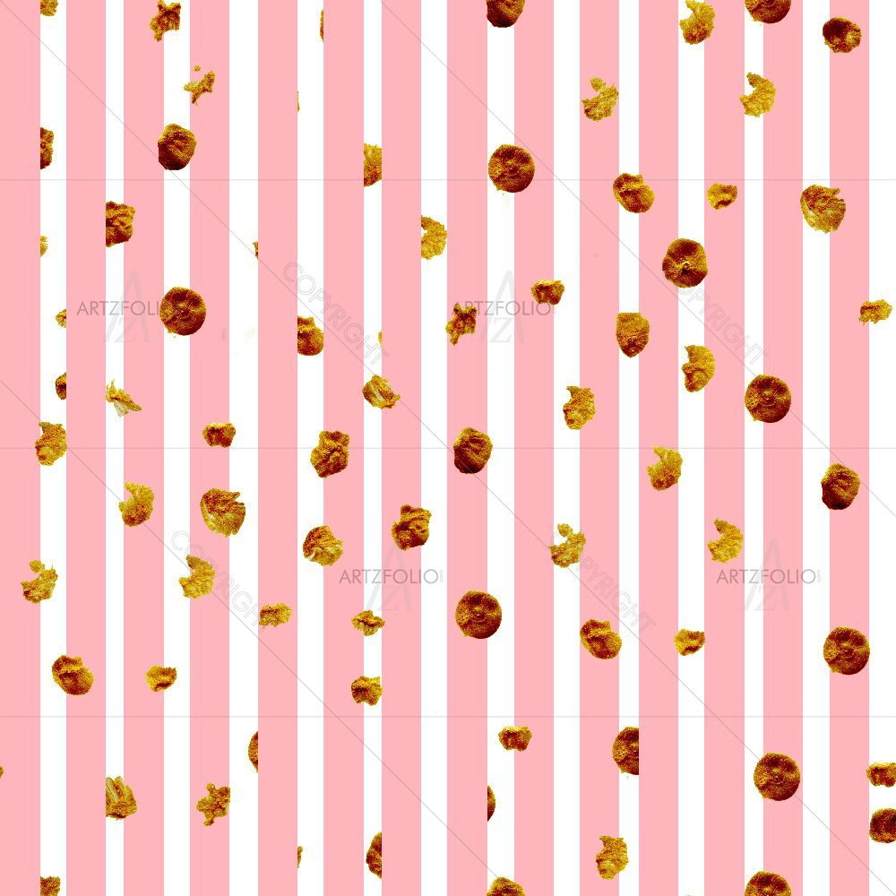 Pink Stripes Gold Dots — custom-size art design 5015742