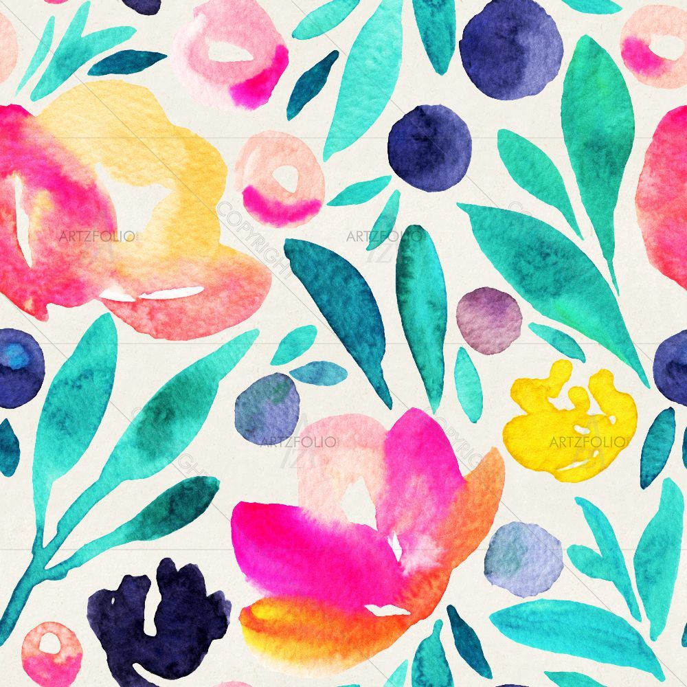 Watercolor Floral Pattern D18 — Botanical custom art by ArtzFolio