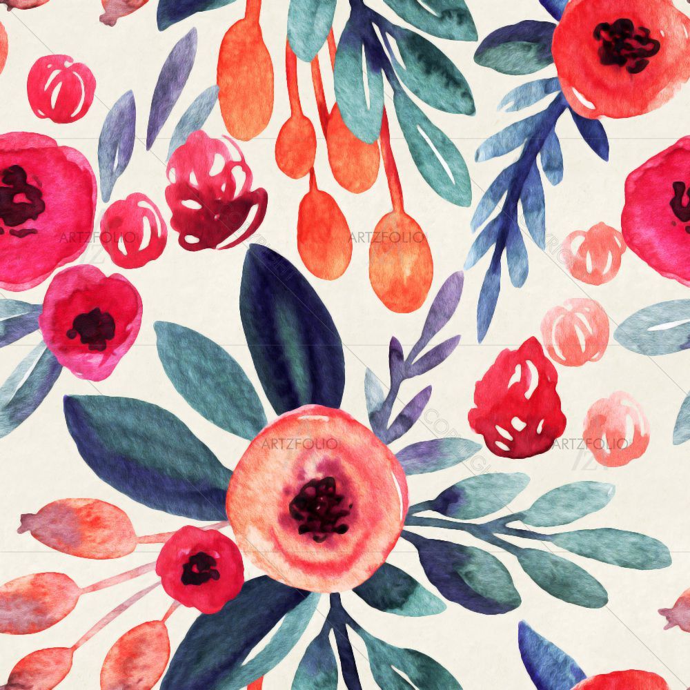 Watercolor Floral Pattern D19 — custom-size art design 5015752