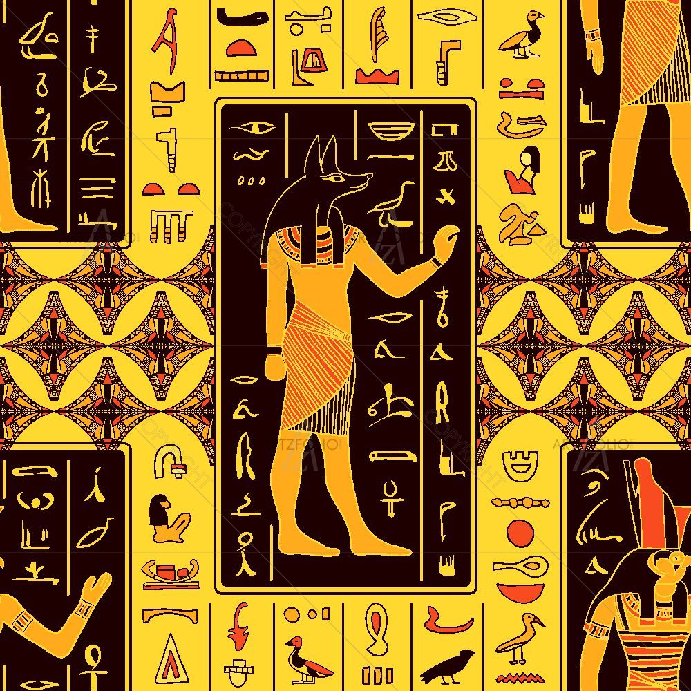 Egyptian Gods and Hieroglyphs D2 — Devotional custom art by ArtzFolio