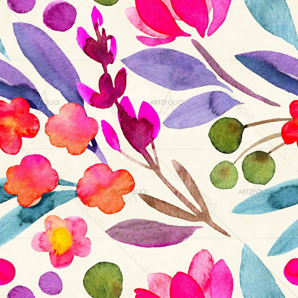 Watercolor Floral Pattern D20 — custom-size art design 5015763