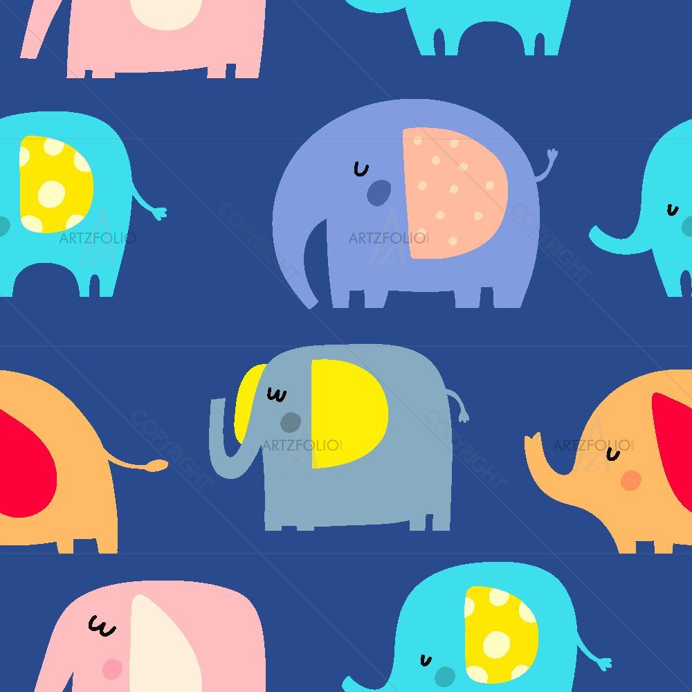 Colorful Baby Elephants — Animals custom art by ArtzFolio