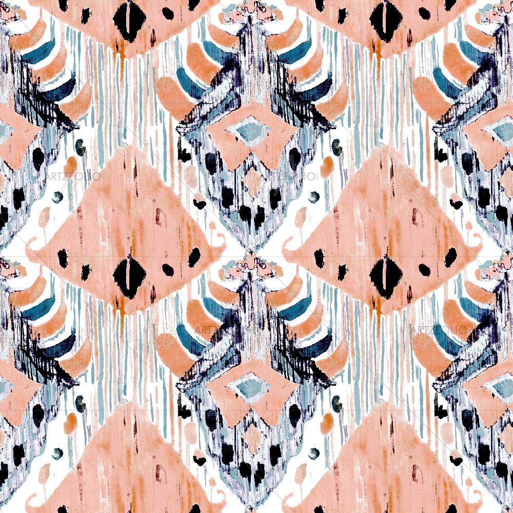 Watercolor Ikat Pattern D2 — custom-size art design 5015778