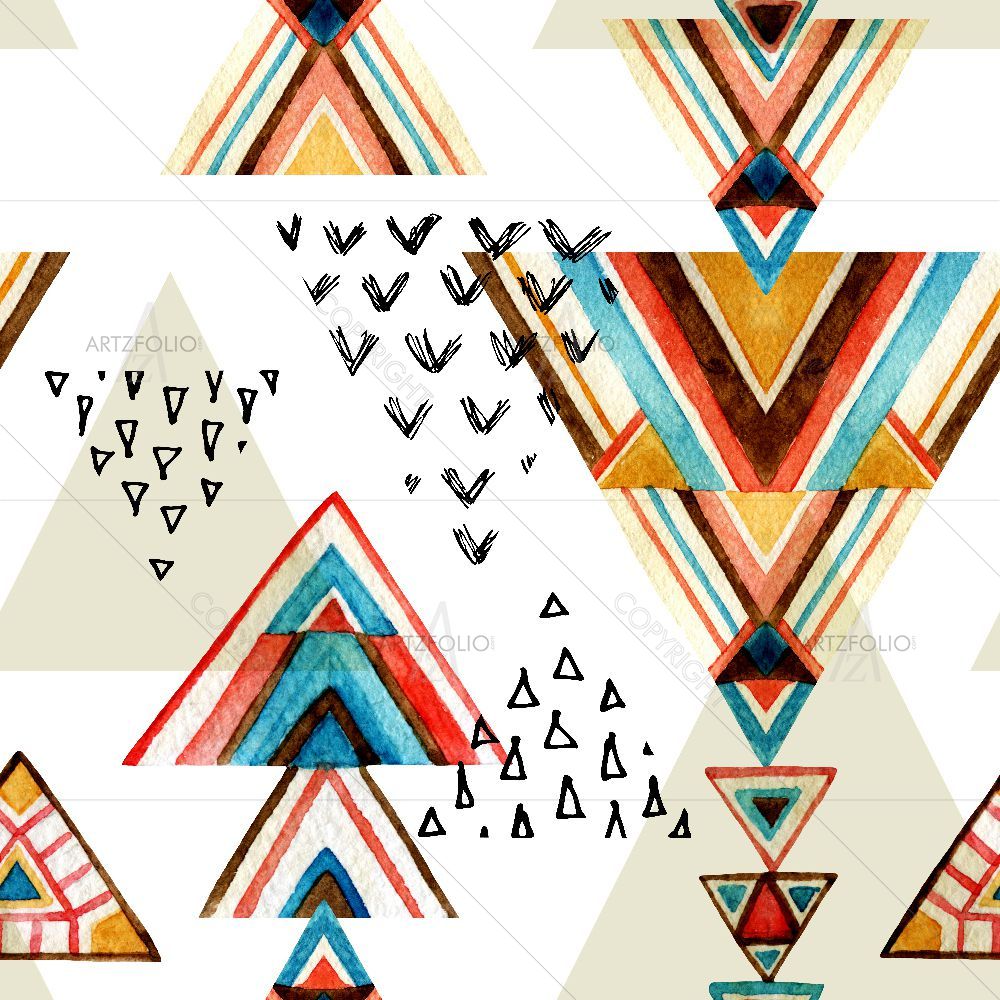 Hand Painted Tribal Triangles — Abstract custom art by ArtzFolio