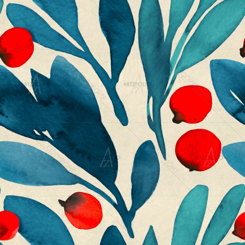 Watercolor Floral Pattern D23 — custom-size art design 5015787