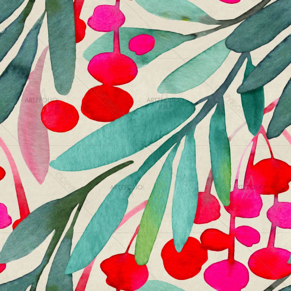 Watercolor Floral Pattern D24 — Botanical custom art by ArtzFolio