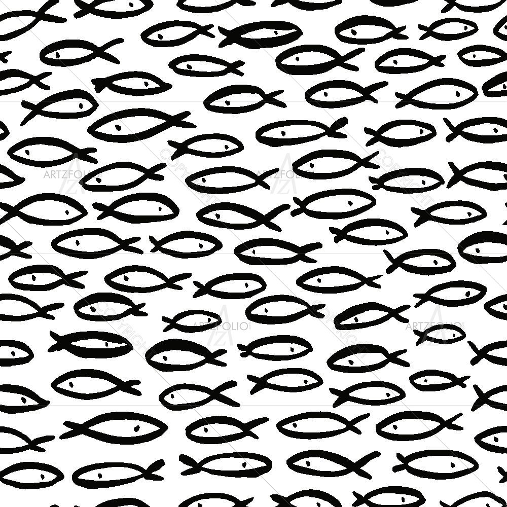 Black White Fishes — custom-size art design 5015791