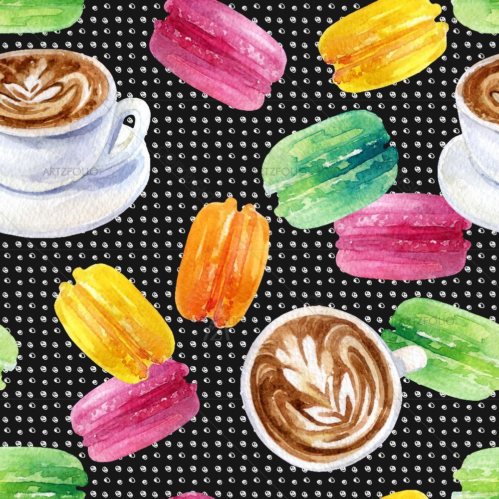 Cup of Coffee and Macaroons — custom-size art design 5015793