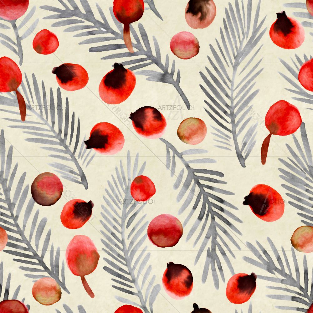 Watercolor Floral Pattern D26 — Botanical custom art by ArtzFolio