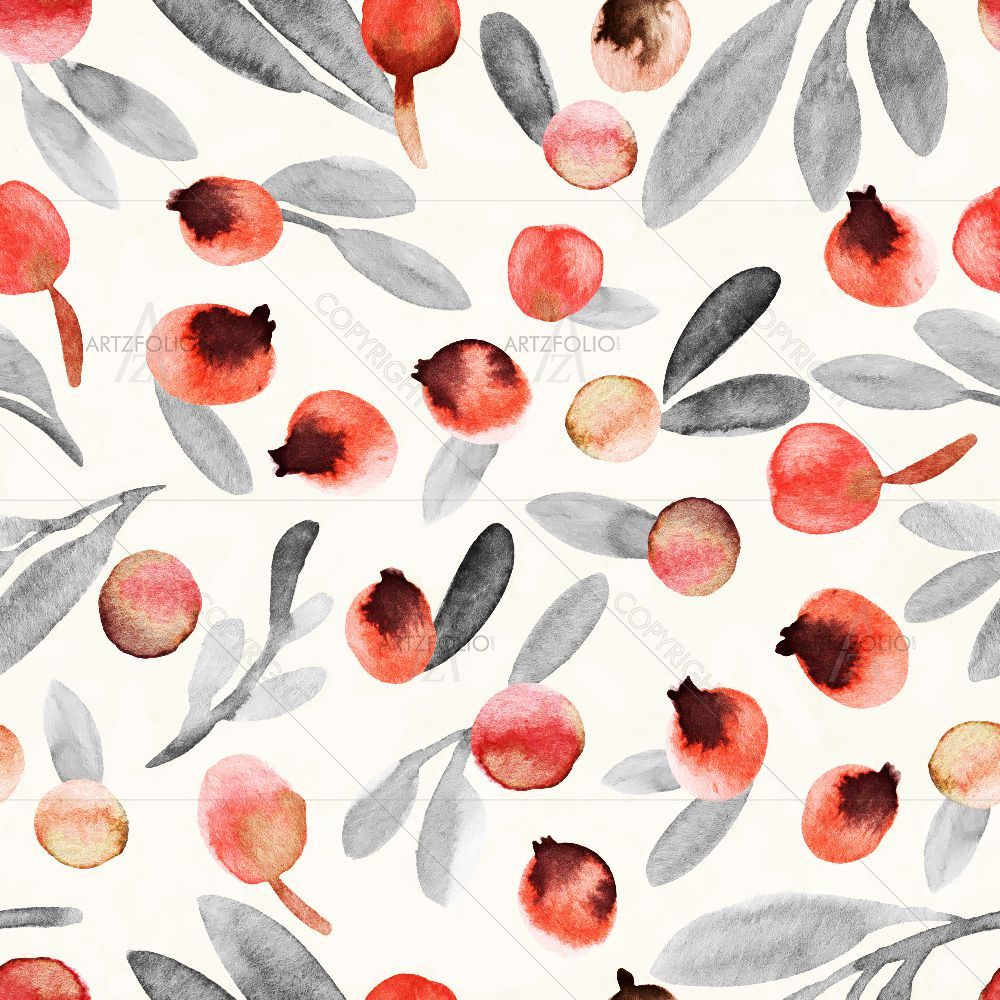Watercolor Floral Pattern D28 — custom-size art design 5015799