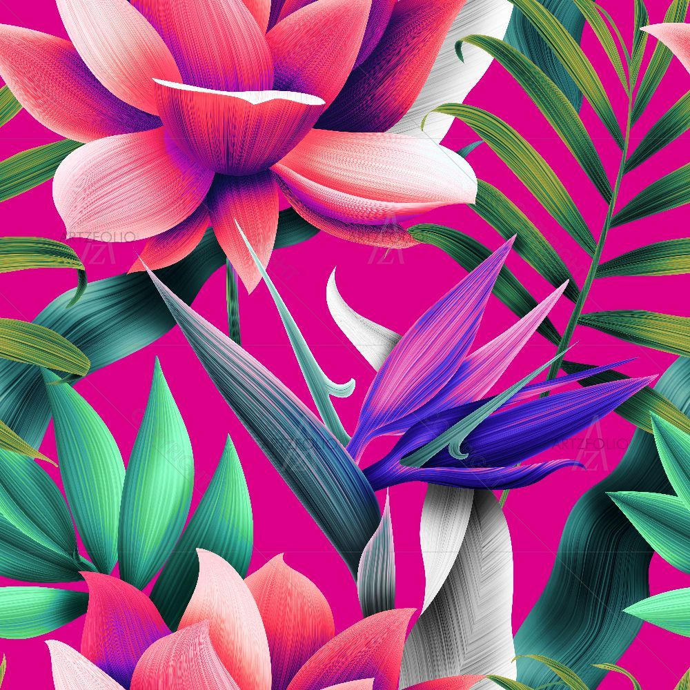 Tropical Floral Pattern D2 — custom-size art design 5015813