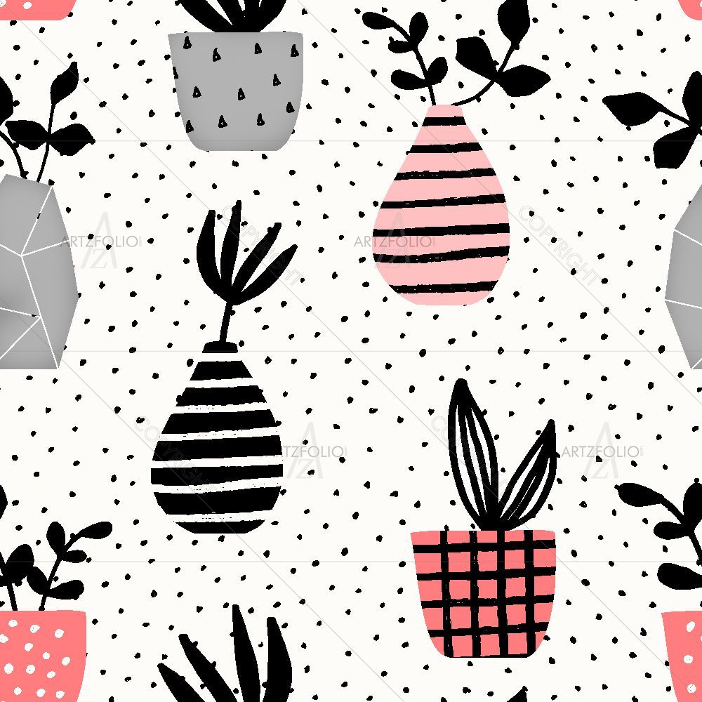Vases and Pots on Dots — custom-size art design 5015815