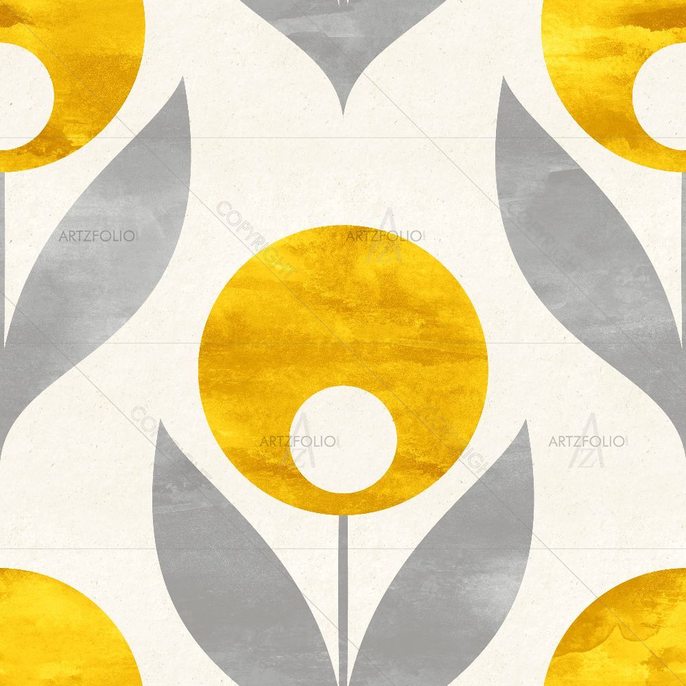 Golden Floral Shape — custom-size art design 5015833