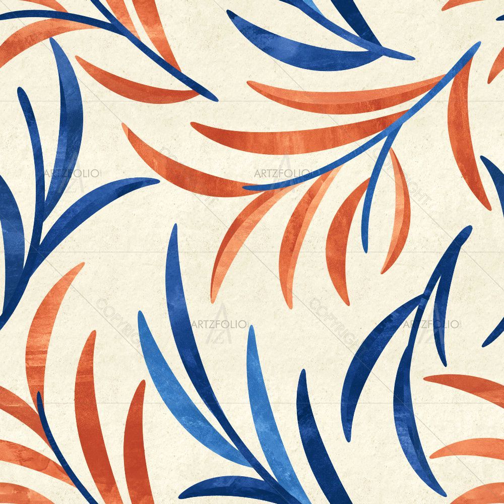 Blue Botanical Flower D2 — custom-size art design 5015841