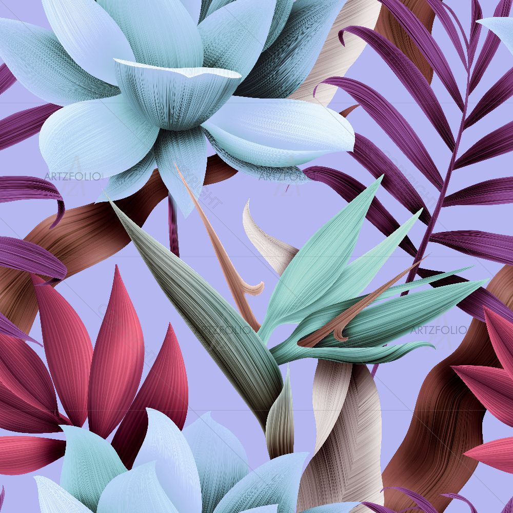Tropical Floral Pattern D3 — custom-size art design 5015843