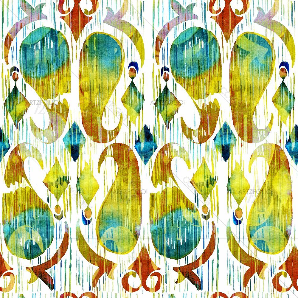 Ikat Peacock Feather — custom-size art design 5015844