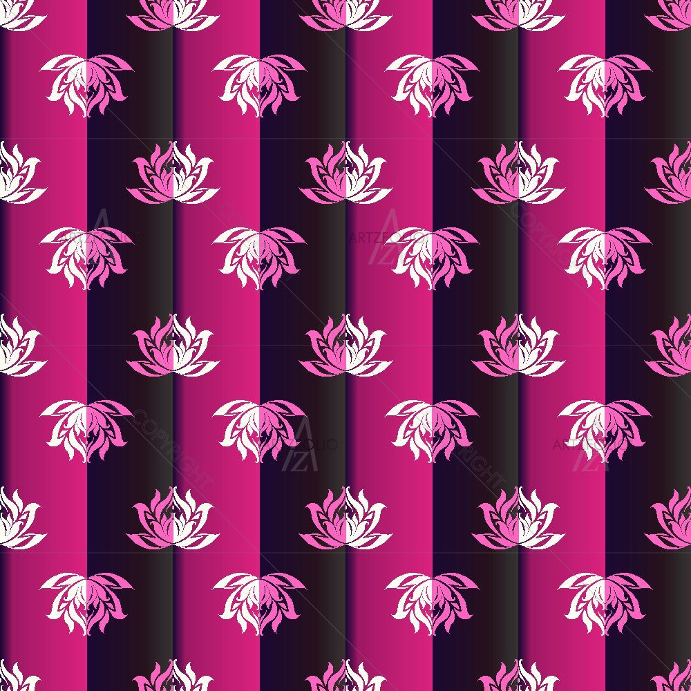 Lotus Flowers on Stripes — custom-size art design 5015856