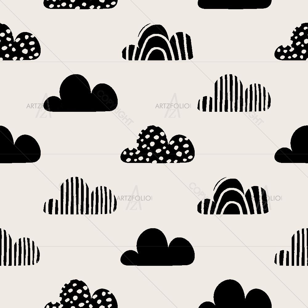 Repeating Black Cloud Shapes — custom-size art design 5015857