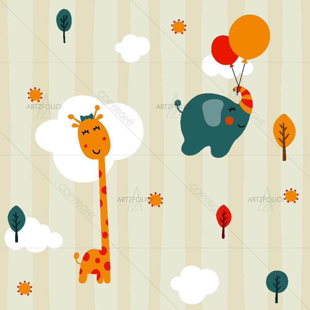 Baby Giraffe and Elephant — Animals custom art by ArtzFolio
