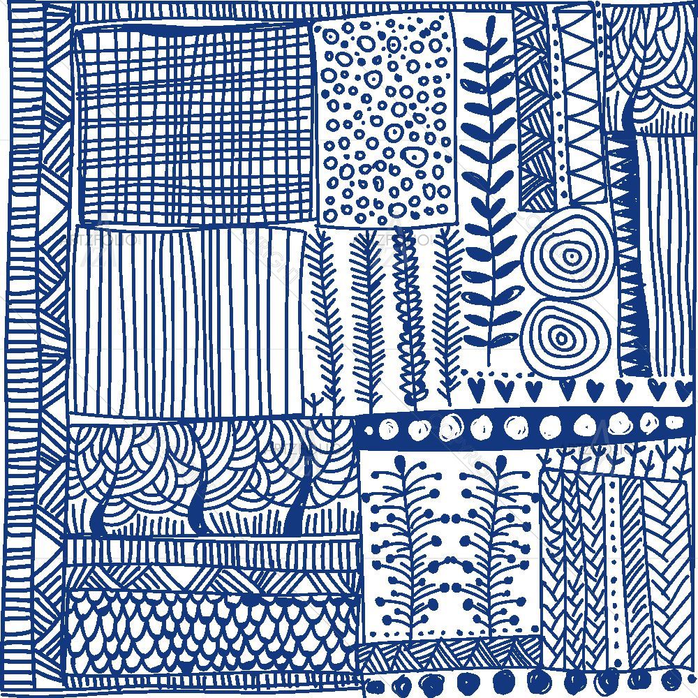Blue White Doodle — custom-size art design 5015881