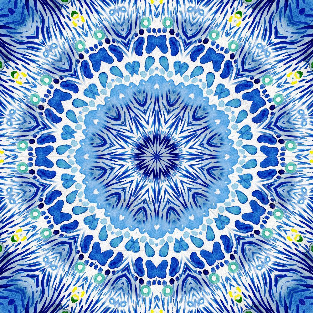 Blue Watercolor Ikat — Devotional custom art by ArtzFolio