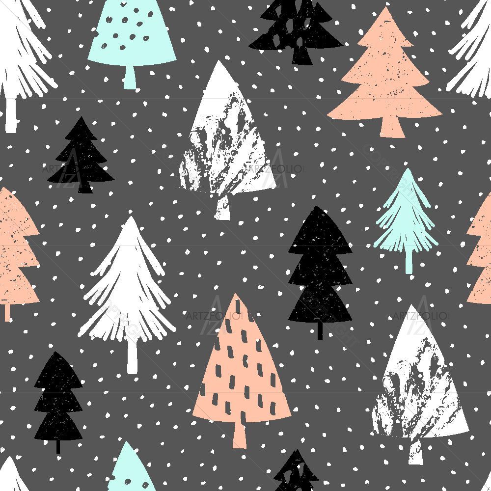 Repeating Christmas Trees — custom-size art design 5015889