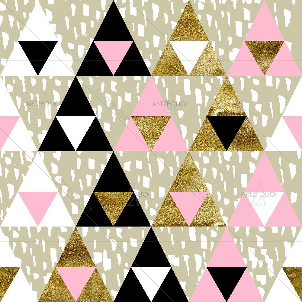 Gold Triangles Pattern D1 — Abstract custom art by ArtzFolio