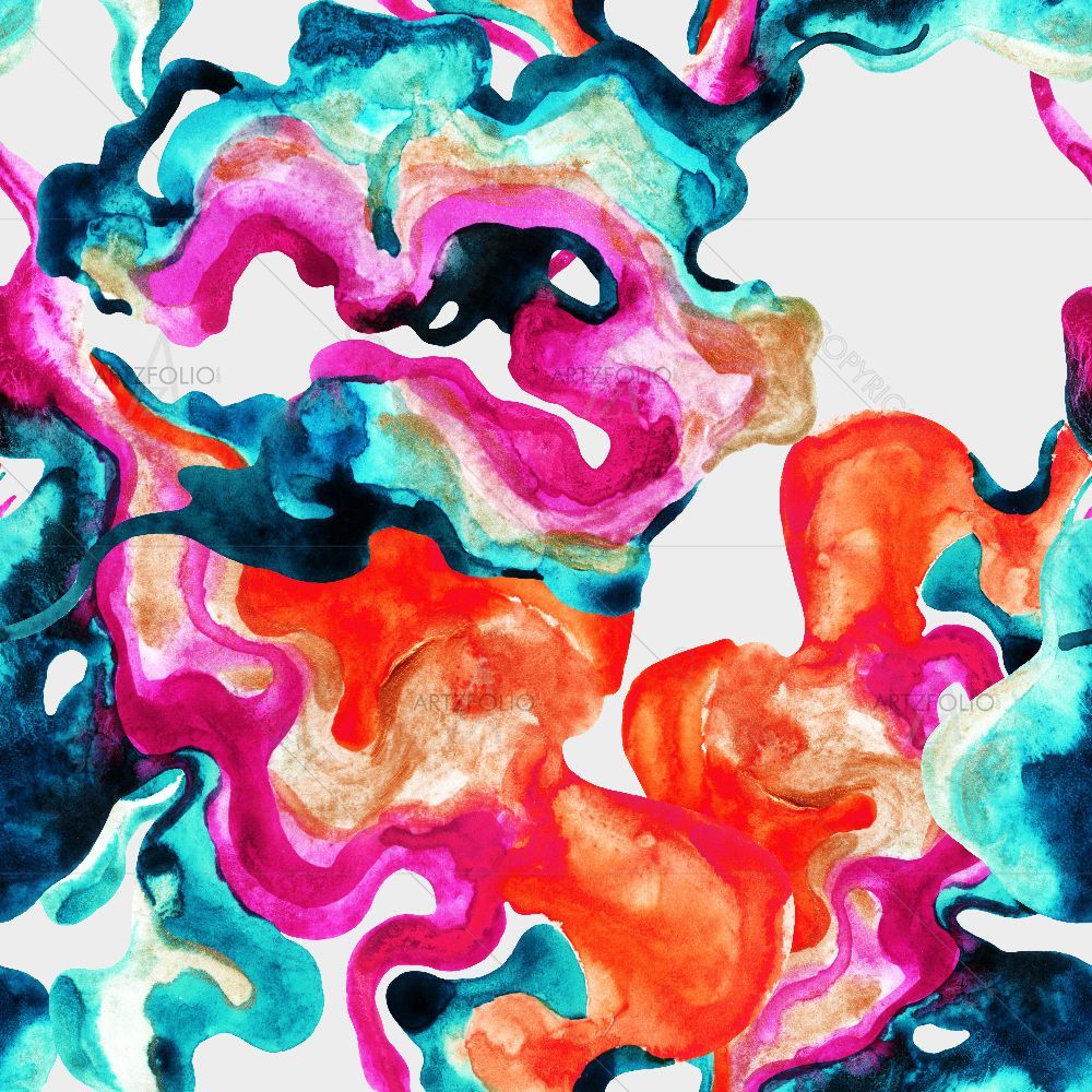 Abstract Curved Shapes — Fluid marble custom art by ArtzFolio