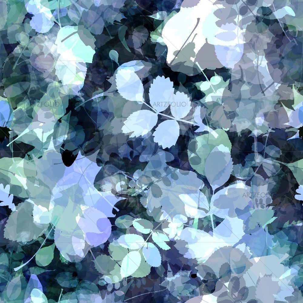 Abstract Blue Foliage Pattern — Botanical custom art by ArtzFolio