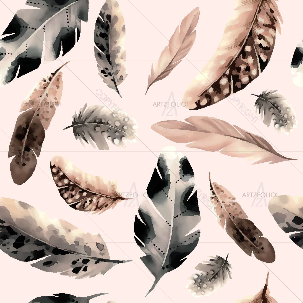 Watercolor Feathers — Ancient custom art by ArtzFolio
