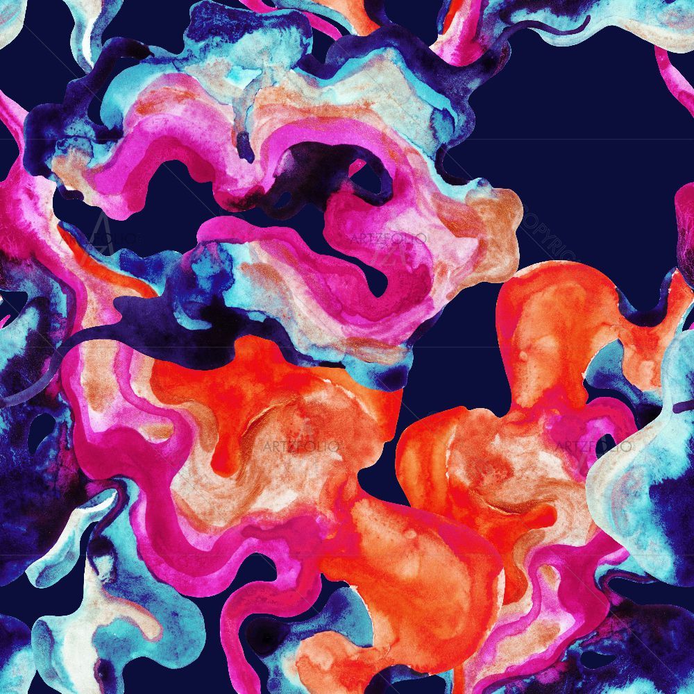 Colorful Neon Waves — Fluid marble custom art by ArtzFolio