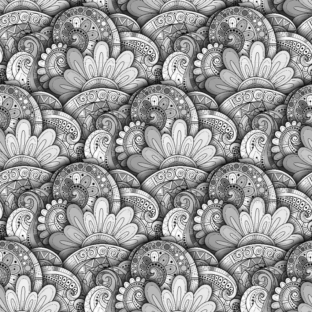 Monochrome Hand Drawn Flowers — custom-size art design 5015921