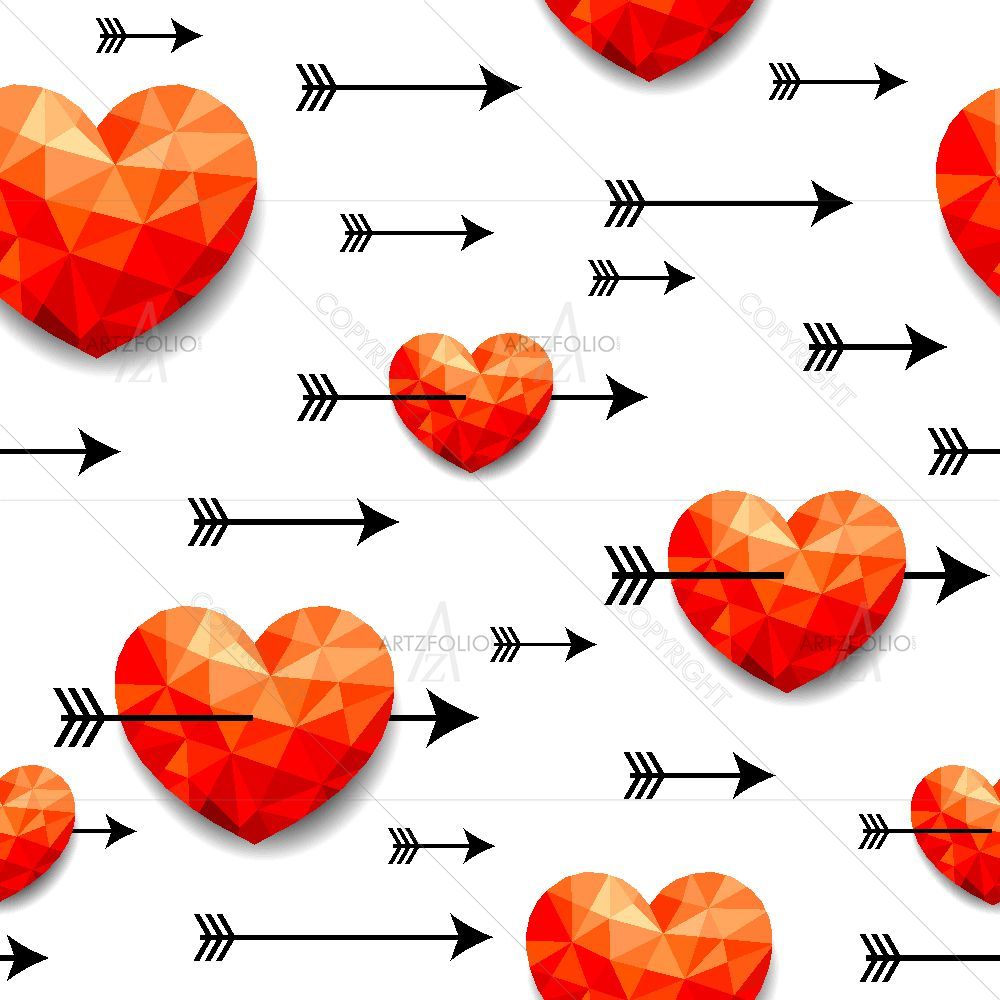Polygonal Hearts with Arrows — custom-size art design 5015979