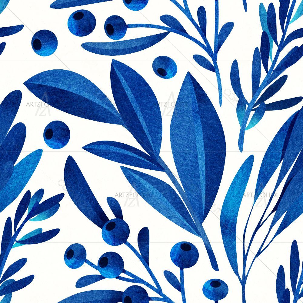Watercolor Floral Pattern D34 — custom-size art design 5015981