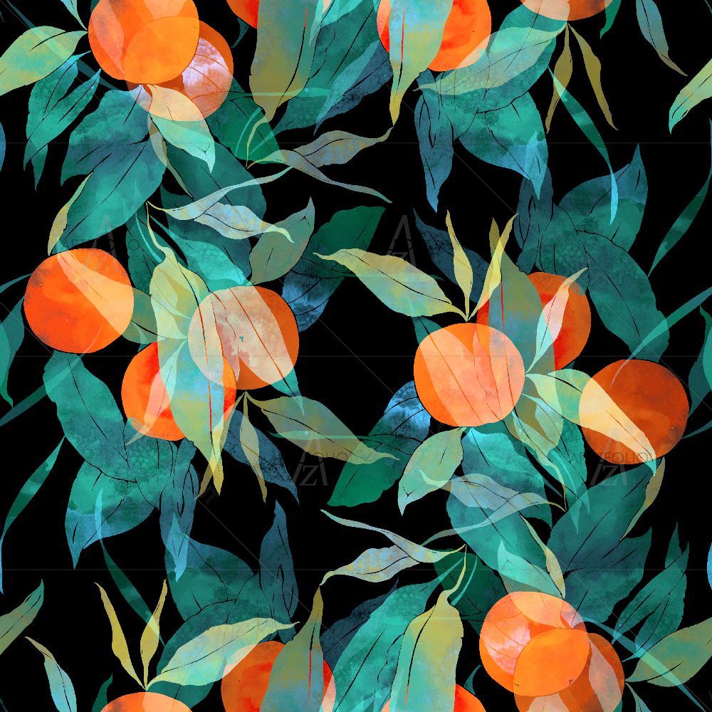 Subtropical Tangerine Tree Imprints — custom-size art design 5015982