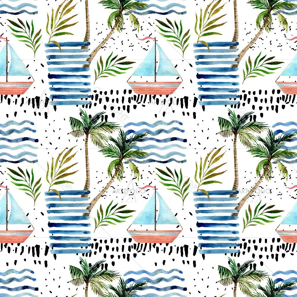 Abstract Summer Sailboat, Leaves — Abstract custom art by ArtzFolio
