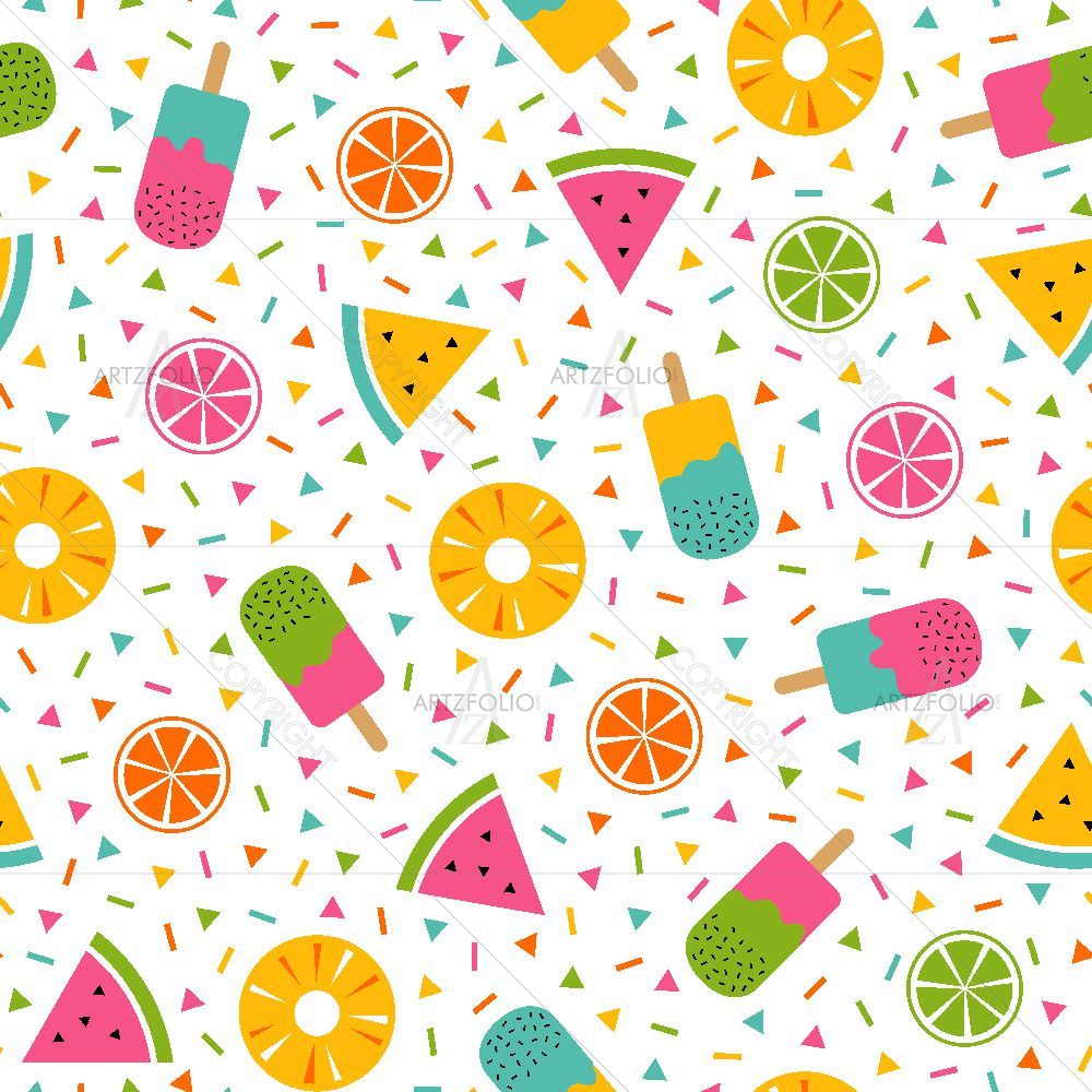 Colorful Tropical Fruits & Icecream Image — custom-size art design 5015995